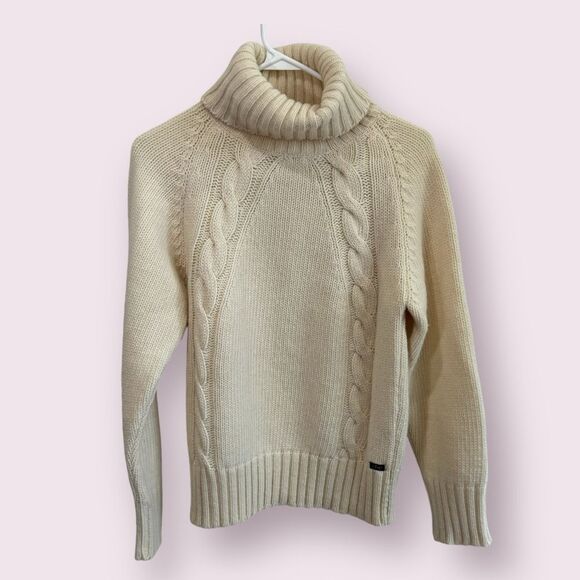 Fisherman Out of Ireland raglan sleeve wool turtleneck fisherman sweater size S - Picture 1 of 6
